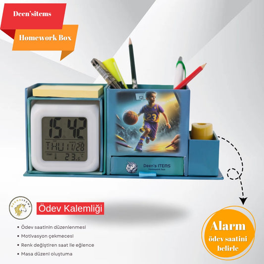 Erkek Çocuk Kalem Kutusu Dijital Saat Alarmlı | Deen's Item