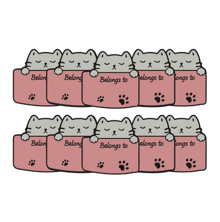 Kedi Yapışkan Etiket(Sticker) Pembe Renk