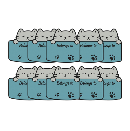 Kedi Yapışkan Etiket(Sticker) Mavi Renk