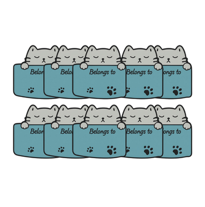 Kedi Yapışkan Etiket(Sticker) Mavi Renk