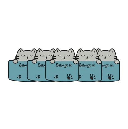 Kedi Yapışkan Etiket(Sticker) Mavi Renk